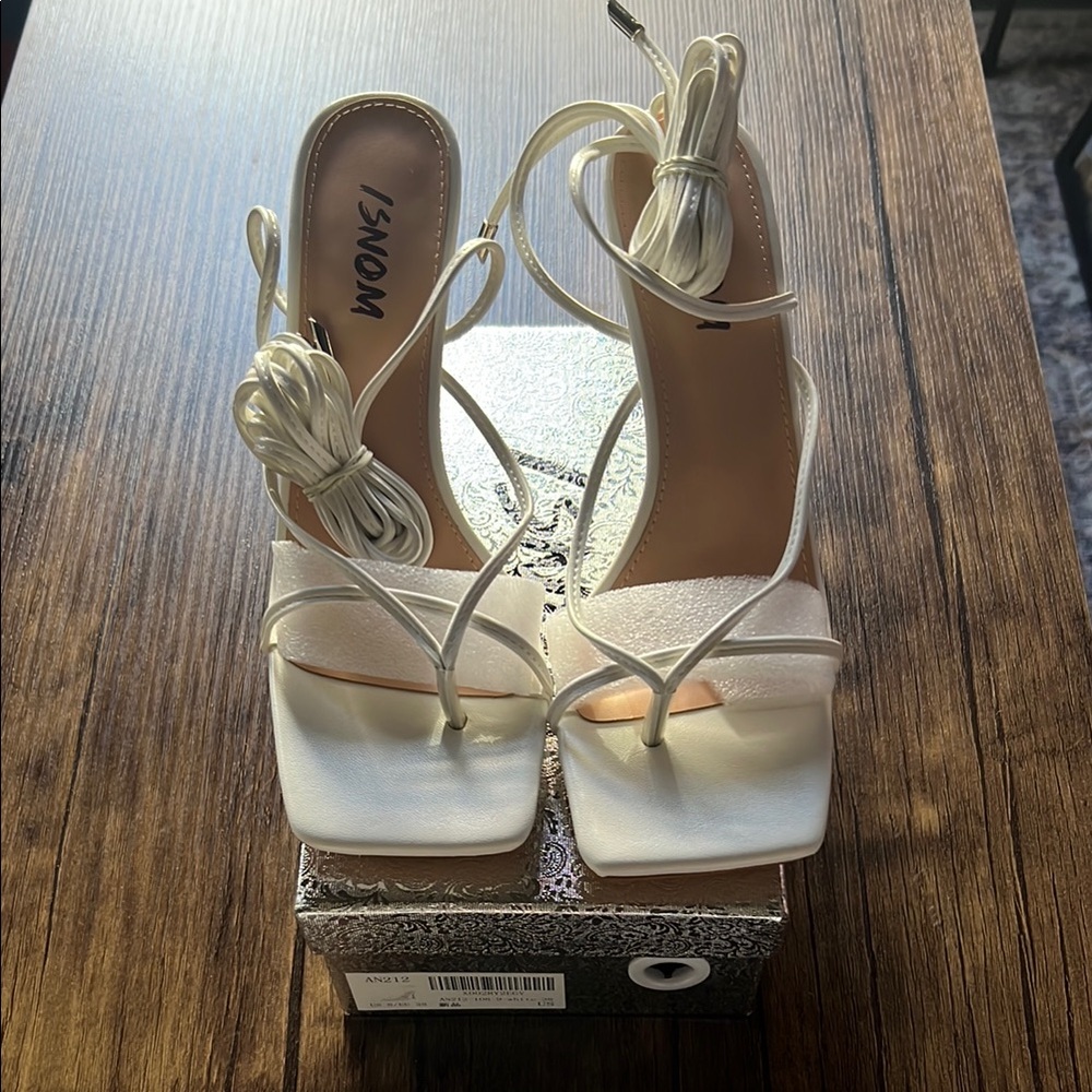 Women's White Strappy Heels